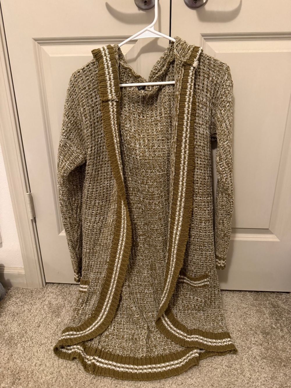 Women’s Hooded Long Knit Cardigan Sweater - Brown